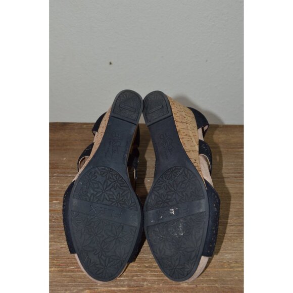 Life Stride Women’s Heidi Slip On Cork Wedge Open Toe Sandals Black Size 9M - Picture 4 of 8